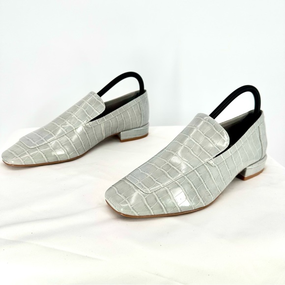 Jeffrey Campbell Silver Croc-Embossed Loafers - Picture 1 of 9